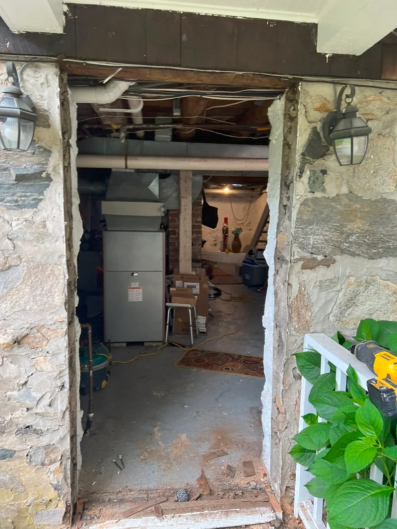 Basement door removed